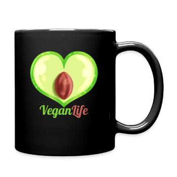 Heart Shaped Aubergine - Vegan Life - Go Vegan - Tasse einfarbig - Schwarz - Rechts