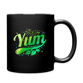 Logo Green Leaves Yum pour végétarien - Go Vegan - Mug uni - noir - Droite