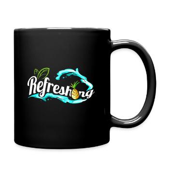 Leaves And Pineapple And Refreshing Waves - Go - Full Colour Mug - black - Right