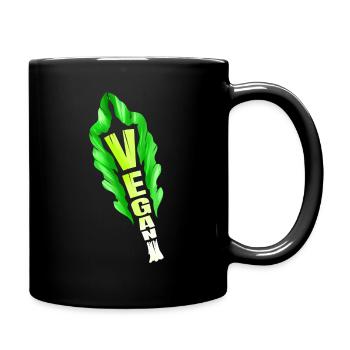 Vegan Lettuce Leaf For Vegetarian And Veganism - - Tasse einfarbig - Schwarz - Rechts