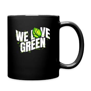 Jeu de mots végétarien - We Love Green - Go Vegan - Mug uni - noir - Droite