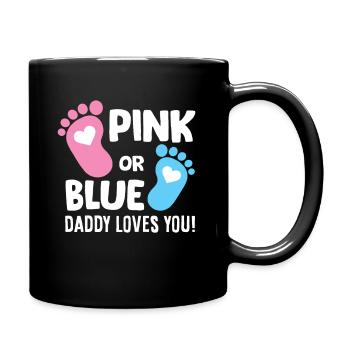 Sexe Révéler la grossesse Rose ou Bleu Papa aime - Mug uni - noir - Droite