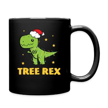 T-Rex - Tree Rex Lichterkette Stern Weihnachtsmütz - Tasse einfarbig - Schwarz - Rechts