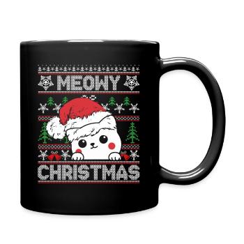 Ugly Christmas Design MEOWY CHRISTMAS - GIFT - Full Colour Mug - black - Right