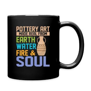 Pottery Art Made Real From Earth, Water, Fire & So - Full Colour Mug - black - Right