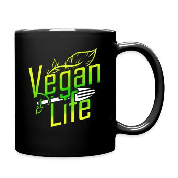 Logo Vegan Life avec fourchette - Go Vegan - Mug uni - noir - Droite