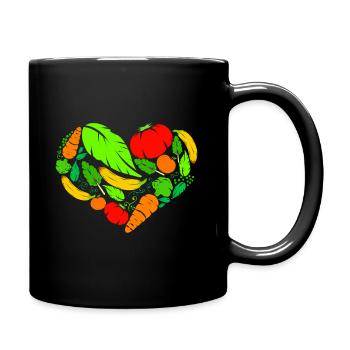 Healthy Veggie Heart For Vegetarian And Vegan - Full Colour Mug - black - Right
