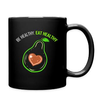 Be Healthy And Eat Healthy - Avocado Heart - Go - Tasse einfarbig - Schwarz - Rechts