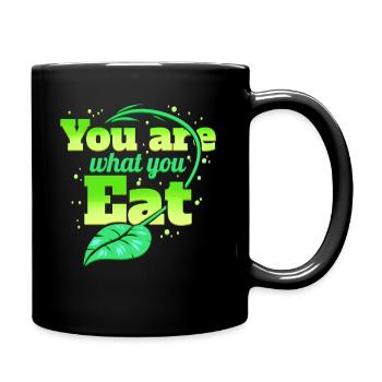 You Are What You Eat, Veggies Vegetarians Go Vegan - Full Colour Mug - black - Right