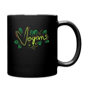 Green Logo With Veggies For Vegetarians And Vegan - Full Colour Mug - black - Right