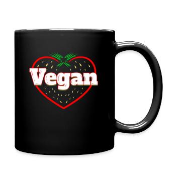 Strawberry Logo For Vegetarians - Go Vegan - Tasse einfarbig - Schwarz - Rechts