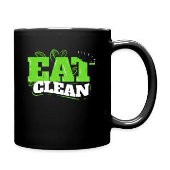 No Meat - Eat Clean - Veggies Vegetarian Go Vegan - Tasse einfarbig - Schwarz - Rechts