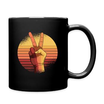 Peace Sign Vintage Peace Lover Positivity Retro - Full Colour Mug - black - Right