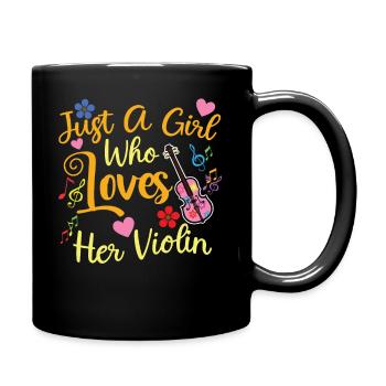 Fille qui aime son violon Musicien violoniste - Mug uni - noir - Droite