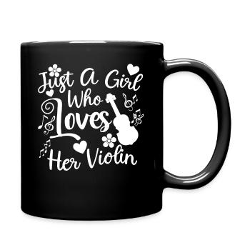 Fille qui aime son violon Musicien violoniste - Mug uni - noir - Droite