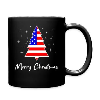 Joyeux sapin de Noël Drapeau des États-Unis - Mug uni - noir - Droite