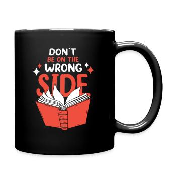 Bücher Buch lesen Bücherei Bibliothek Bücherwurm - Tasse einfarbig - Schwarz - Rechts