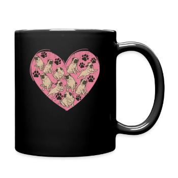 Mops Herz Valentinstag Hundeliebhaber Tierhalter - Tasse einfarbig - Schwarz - Rechts