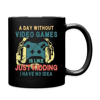 A Day With Video Games Is Like - Full Colour Mug - black - Right