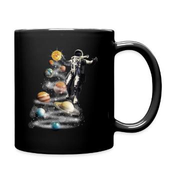 Christmas in Space Solar System Astronaut - Full Colour Mug - black - Right
