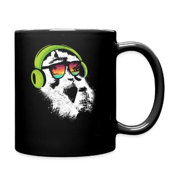 Monkey Design mit DJ Kopfhörer und Sonnenbrille Af - Tasse einfarbig - Schwarz - Rechts