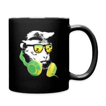 Affe DJ mit Kopfhörer und Sonnenbrille Geschenk Pa - Tasse einfarbig - Schwarz - Rechts