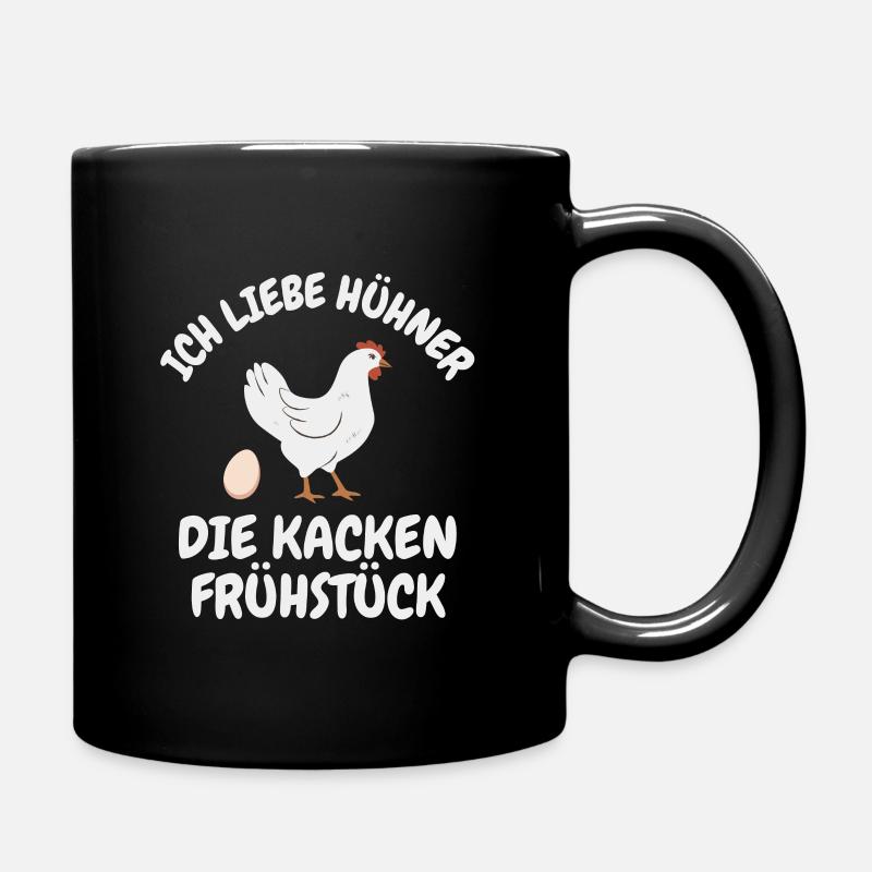 Ich liebe Hühner - Tasse einfarbig - Schwarz