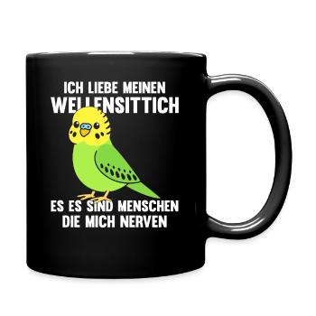 Ich liebe meinen Wellensittich - Tasse einfarbig - Schwarz - Rechts