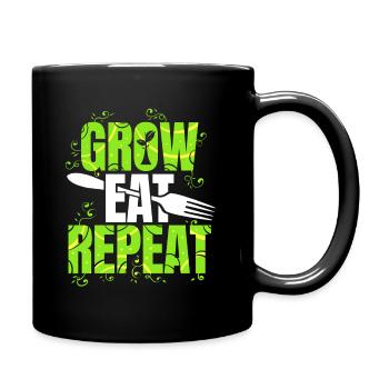 Grow Eat Repeat Vegetarian Vegan - Tasse einfarbig - Schwarz - Rechts