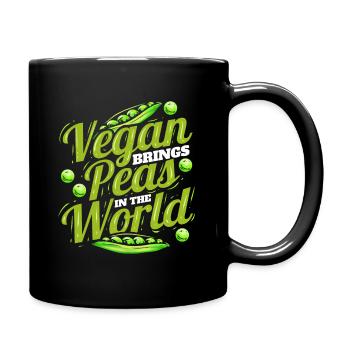 Vegan Brings Peas Into The World - Peace If You - Tasse einfarbig - Schwarz - Rechts