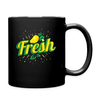 Eat Fresh Mango, Lemon And Broccoli - Vegetarian - Full Colour Mug - black - Right
