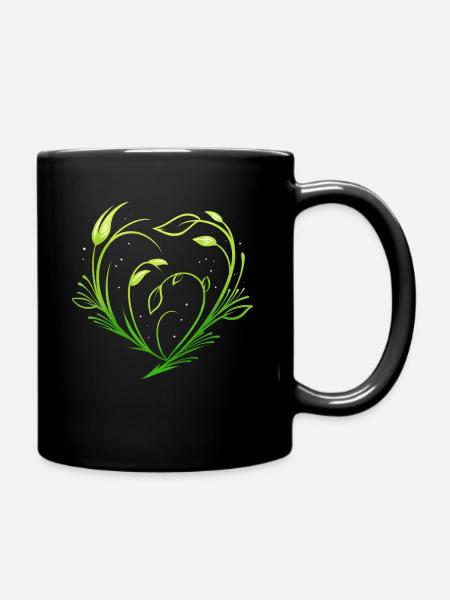 Plantes vertes formant le cœur - Végétarien Go Vegan - Mug uni - noir