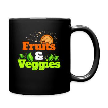 I Love Fruits And Veggies - Vegetarian - Go Vegan - Full Colour Mug - black - Right