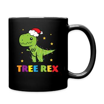T-Rex - Tree Rex Lichterkette Stern Weihnachtsmütz - Tasse einfarbig - Schwarz - Rechts