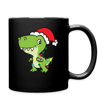 T-Rex - Tree-Rex bunte Lichterkette - Tasse einfarbig - Schwarz - Rechts