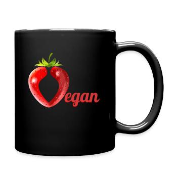 Fraise formant la lettre V pour végétalien - Mug uni - noir - Droite