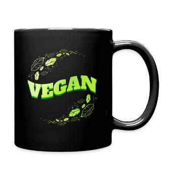 Logo Green Leaves - Devenez végétalien - Mug uni - noir - Droite