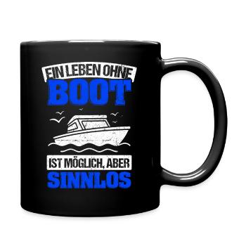 Boot Yacht Jolle Kajak Fan Geschenk Kapitän Schiff - Tasse einfarbig - Schwarz - Rechts