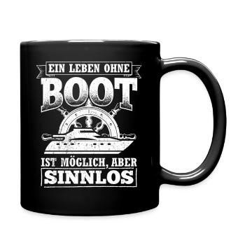 Boot Yacht Jolle Kajak Fan Geschenk Kapitän Schiff - Tasse einfarbig - Schwarz - Rechts