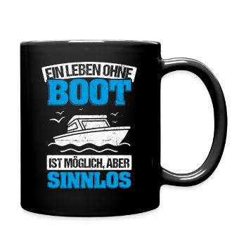 Boot Yacht Jolle Kajak Fan Geschenk Kapitän Schiff - Tasse einfarbig - Schwarz - Rechts