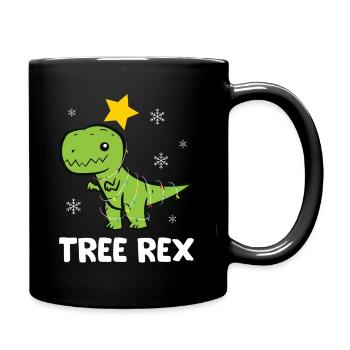 T-Rex - Tree Rex Lichterkette Stern Schneeflocke - Tasse einfarbig - Schwarz - Rechts