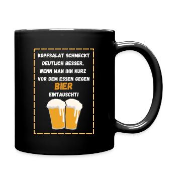 Bier statt Kopfsalat - Tasse einfarbig - Schwarz - Rechts