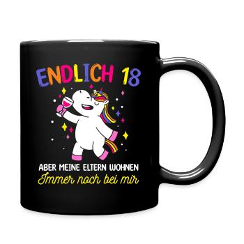 Endlich 18 Geburtstag Party Feiern Geschenk Geburt - Tasse einfarbig - Schwarz - Rechts