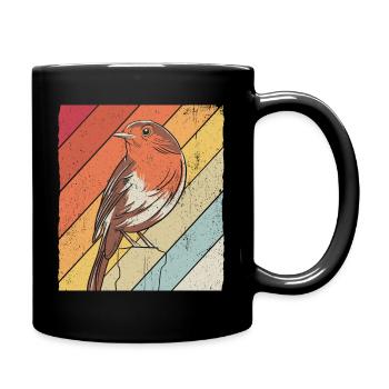Rotkehlchen Vogelfreund Vogelfan Vintage Natur Lie - Tasse einfarbig - Schwarz - Rechts