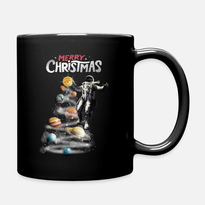 Weihnachten im Weltraum Sonnensystem Astronaut - Tasse einfarbig - Schwarz