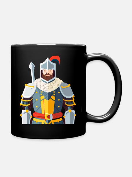 Ein mittelalterlicher Ritter in Rüstung - Tasse einfarbig - Schwarz