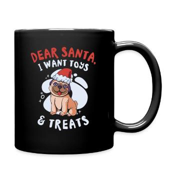 Lieber Weihnachtsmann Hund Mops Haustier - Tasse einfarbig - Schwarz - Rechts