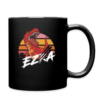 EZRA - Beautiful boy name with T-REX Dino - Full Colour Mug - black - Right