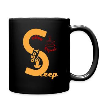 coffee yoga sleep repeat - Mug uni - noir - Droite