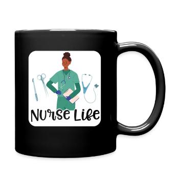 Nurse Life Nursing Leopard Bandana - Full Colour Mug - black - Right